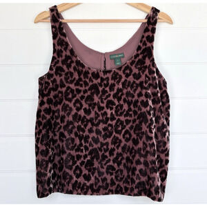 J. Crew Always Leopard Print Velvet Scoop Neck Mauve Purple Black Tank Top 4